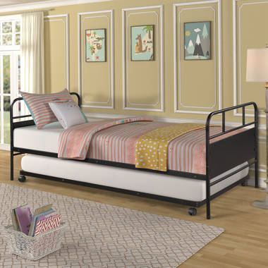 Merax twin metal bed with outlet trundle frame set